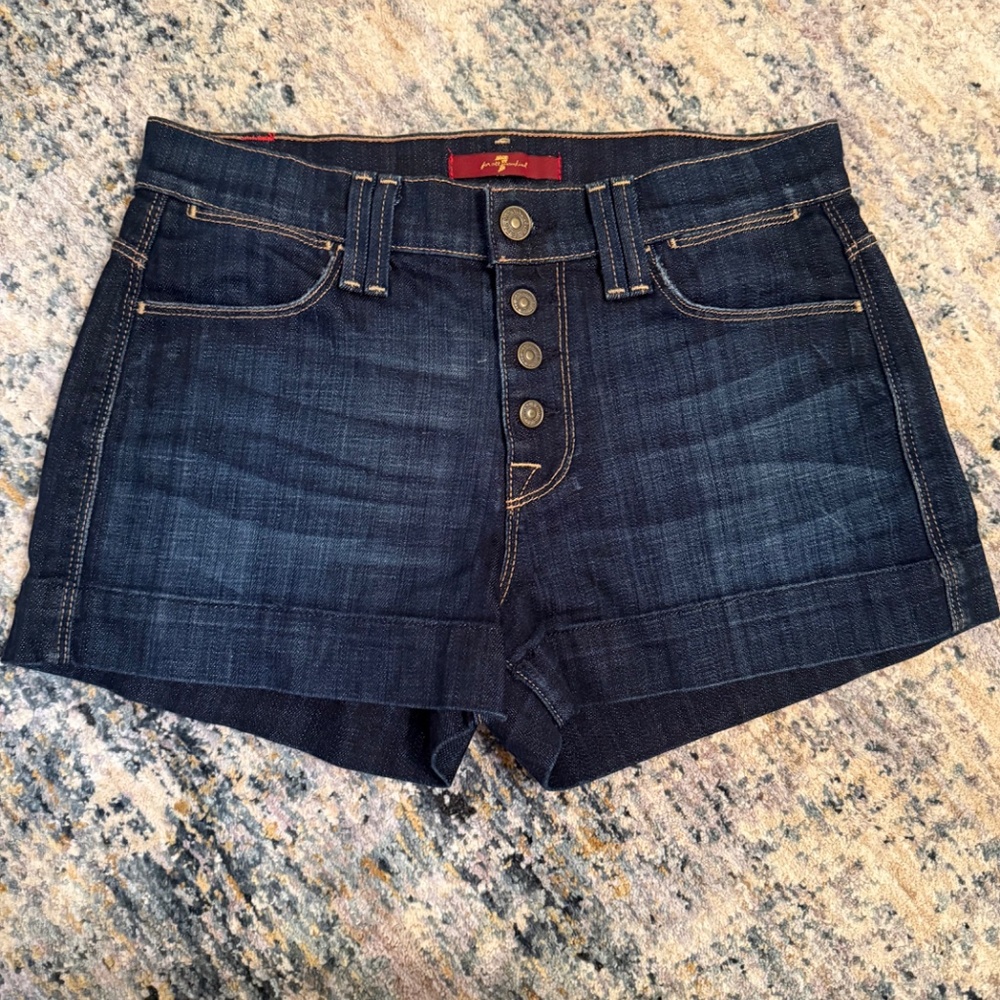 7 for all mankind Biancha Button Fly Denim Shorts w25